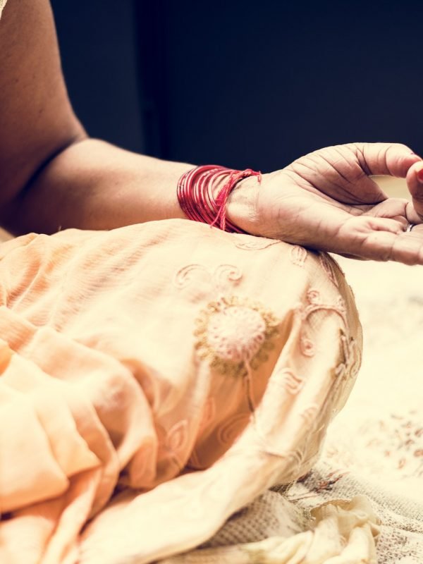 A meditating Indian woman