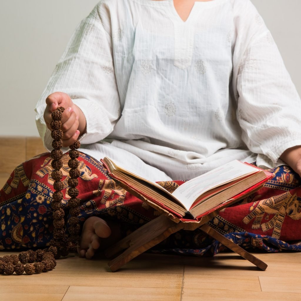 Meditation with Rudraksha Mala